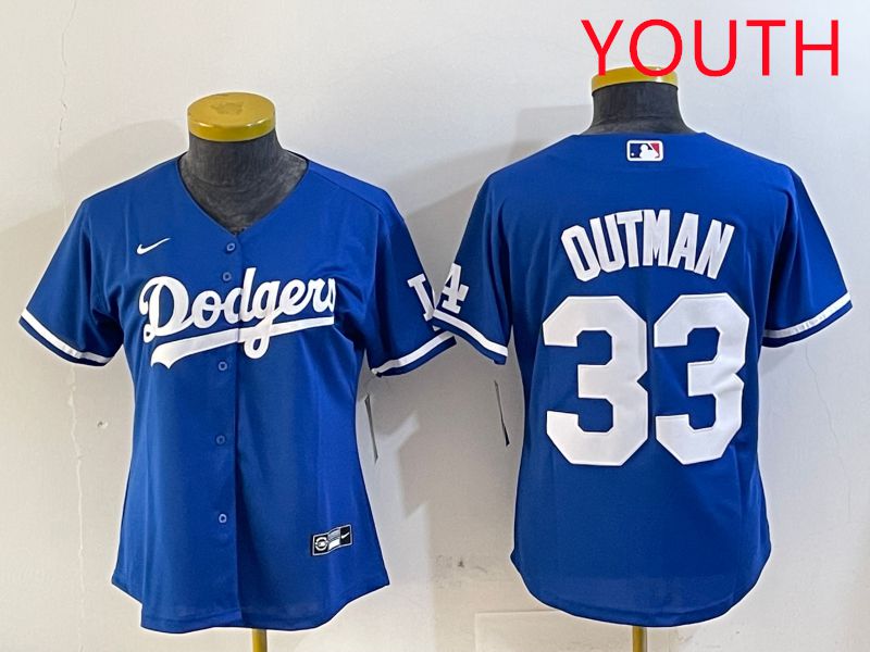 Youth Los Angeles Dodgers #33 Outman Blue Game 2025 Nike MLB Jersey style 1